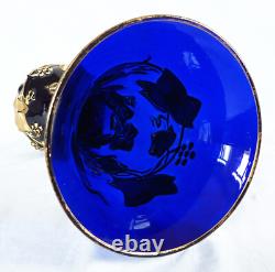 Vase Art Nouveau cristal de Baccarat bleu cobalt