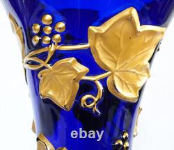 Vase Art Nouveau cristal de Baccarat bleu cobalt