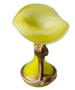 Vase Art Nouveau en Pâte de Verre & monture Bronze Fleur Serpent signé Mady