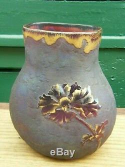 Vase Art Nouveau en Verre dégagé à l'acide Montjoye Legras St Denis