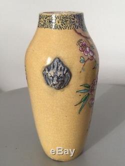 Vase Art Nouveau en faience signé a identifier, Th Deck Emile Gallé céramique