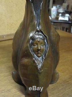 Vase Art Nouveau en métal signé Maurel Epoque XIX°
