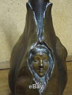 Vase Art Nouveau en métal signé Maurel Epoque XIX°