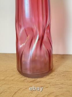 Vase Art Nouveau en verre Irisé Rose Loetz Kralik Chardons jugendstil