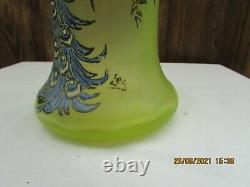 Vase Art Nouveau en verre émaillé PAON Legras signé LEG