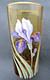 Vase Art Nouveau ou grand verre ambre émaillé Legras Iris bleu