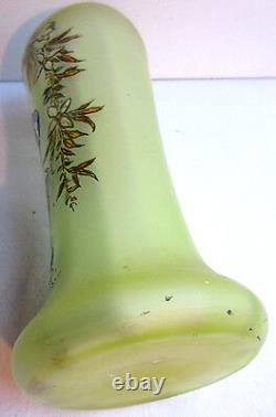 Vase Art Nouveau pâte de verre ouraline émaillé Legras signé LEG LE PAON