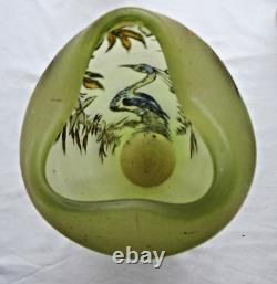 Vase Art Nouveau pâte de verre ouraline émaillé Legras signé LEG LE PAON