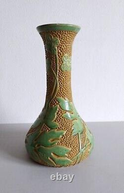 Vase Art Nouveau poterie de Savoie signé daté Chambéry 1905