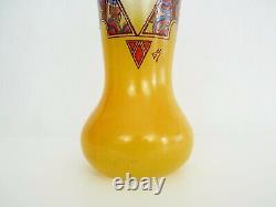 Vase Art Nouveau signé LEG (Legras) à motifs géométriques. 29 cm 11,41