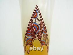 Vase Art Nouveau signé LEG (Legras) à motifs géométriques. 29 cm 11,41
