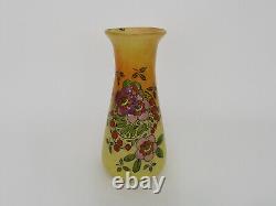 Vase Art Nouveau signé LEG (Legras) décor fleurs et feuillages. 23 cm 9,05