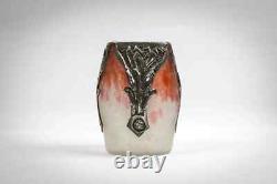Vase Art Nouveau verre marmoréen & étain style Schneider Muller Daum Delatte