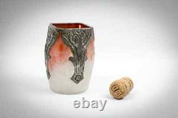 Vase Art Nouveau verre marmoréen & étain style Schneider Muller Daum Delatte