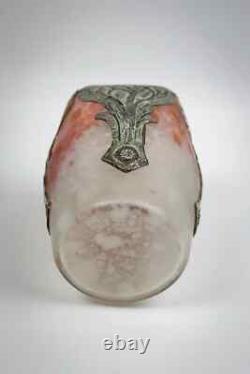 Vase Art Nouveau verre marmoréen & étain style Schneider Muller Daum Delatte