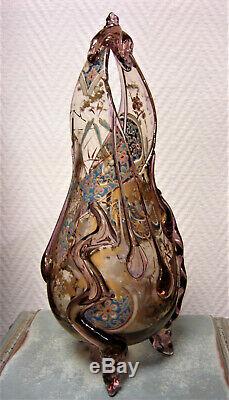 Vase Auguste JEAN émaillé art nouveau