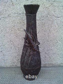 Vase BRONZE debut 20 eme siecle art nouveau SIGNE grillon cricket chinese