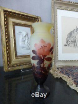 Vase Balustre Art Nouveau Pate De Verre Emile Galle Cameo Etched Glass Mint