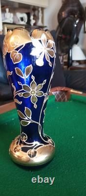 Vase Bleu Nuit Et Or Style Art Nouveau