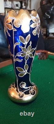 Vase Bleu Nuit Et Or Style Art Nouveau