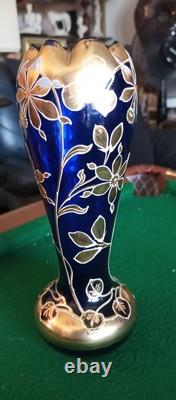 Vase Bleu Nuit Et Or Style Art Nouveau