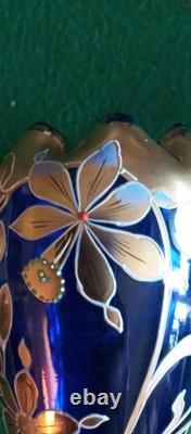 Vase Bleu Nuit Et Or Style Art Nouveau