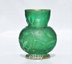 Vase Boule DAUM à Nancy Décor de Gui Pâte de Verre Gravé & Émaillé Art Nouveau