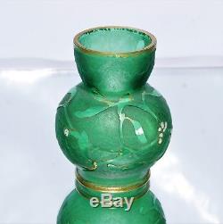 Vase Boule DAUM à Nancy Décor de Gui Pâte de Verre Gravé & Émaillé Art Nouveau