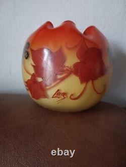 Vase Boule En Pate De Verre Signé Legras Art Nouveau Décor