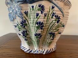 Vase Bouquetiere Emile Galle Aux Bleuets Faience Art Nouveau Ecole De Nancy 1880