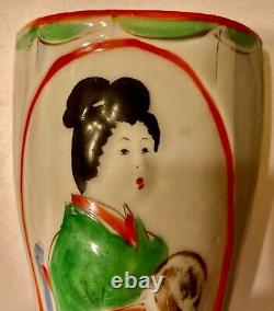 Vase Bouquetière Murale art nouveau céramique japonisante Femme Geisha Japon