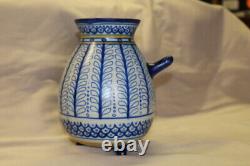 Vase CERAMIQUE bleu art nouveau AKA HOLLAND GOUDA ANCIEN ethnique decor marin