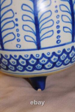 Vase CERAMIQUE bleu art nouveau AKA HOLLAND GOUDA ANCIEN ethnique decor marin
