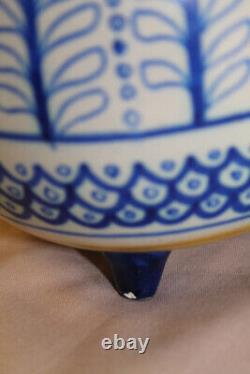 Vase CERAMIQUE bleu art nouveau AKA HOLLAND GOUDA ANCIEN ethnique decor marin