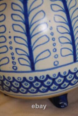 Vase CERAMIQUE bleu art nouveau AKA HOLLAND GOUDA ANCIEN ethnique decor marin