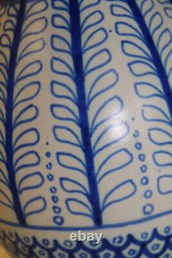 Vase CERAMIQUE bleu art nouveau AKA HOLLAND GOUDA ANCIEN ethnique decor marin