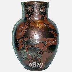 Vase Chalcographie Boch Freres Keramis Art Nouveau 1900 Decor Vigne