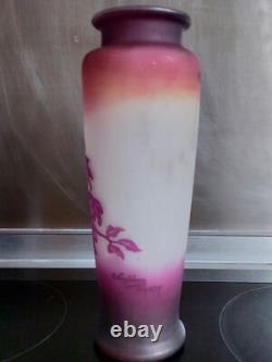 Vase Charles Vessiere Verre Multicouche Dégagé A L'acide Art Nouveau Nancy