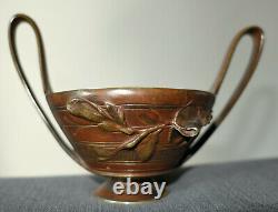 Vase Coupe En Bronze Patine Brune Époque Art Nouveau 1900