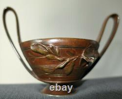 Vase Coupe En Bronze Patine Brune Époque Art Nouveau 1900