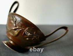 Vase Coupe En Bronze Patine Brune Époque Art Nouveau 1900