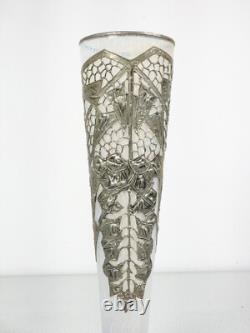 Vase Coupe Jugendstil Autriche Art Nouveau Verre Soufflé Métal Époque 1910