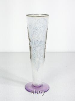 Vase Coupe Jugendstil Autriche Art Nouveau Verre Soufflé Métal Époque 1910
