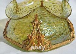 Vase Coupe Loetz En Verre Irise Avec Monture Art Nouveau Chine 1897