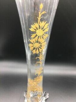 Vase Cristal Doré Decor Floral Art Nouveau