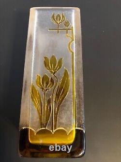 Vase Cristal Givré Baccarat Decors Art Nouveau