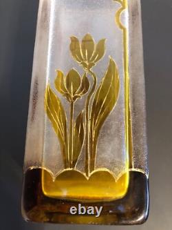 Vase Cristal Givré Baccarat Decors Art Nouveau