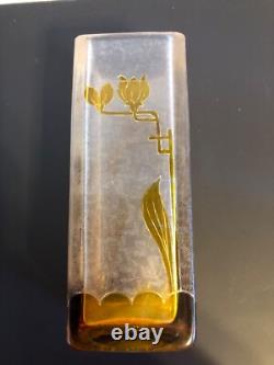 Vase Cristal Givré Baccarat Decors Art Nouveau