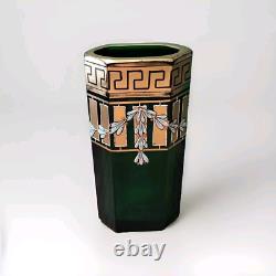 Vase Cristal doré à l'or et émaillé Art nouveau Josef Riedel