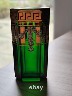 Vase Cristal doré à l'or et émaillé Art nouveau Josef Riedel